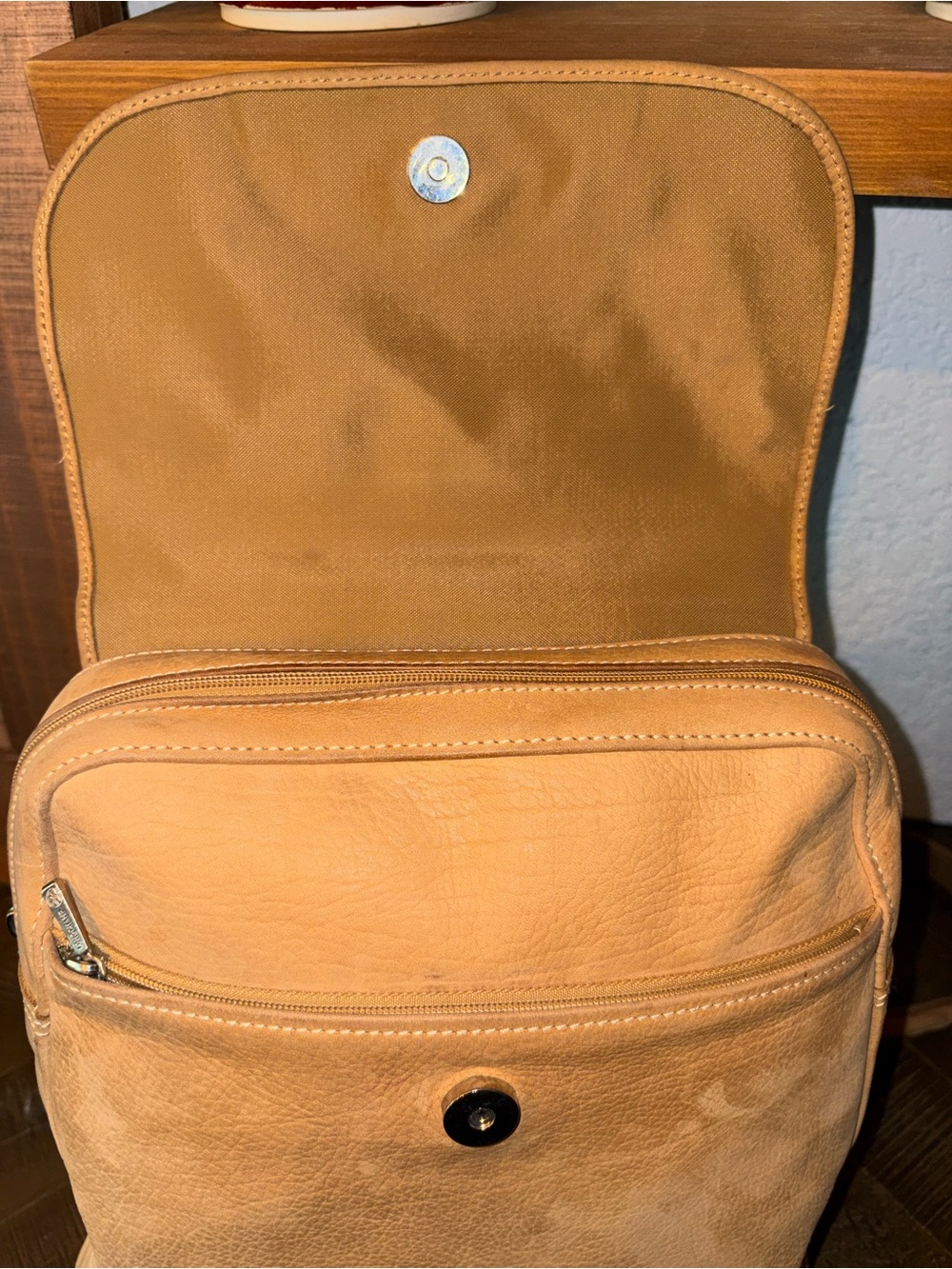 Vintage Longchamp x Mercedes Tan Leather Backpack - Picture 12 of 15